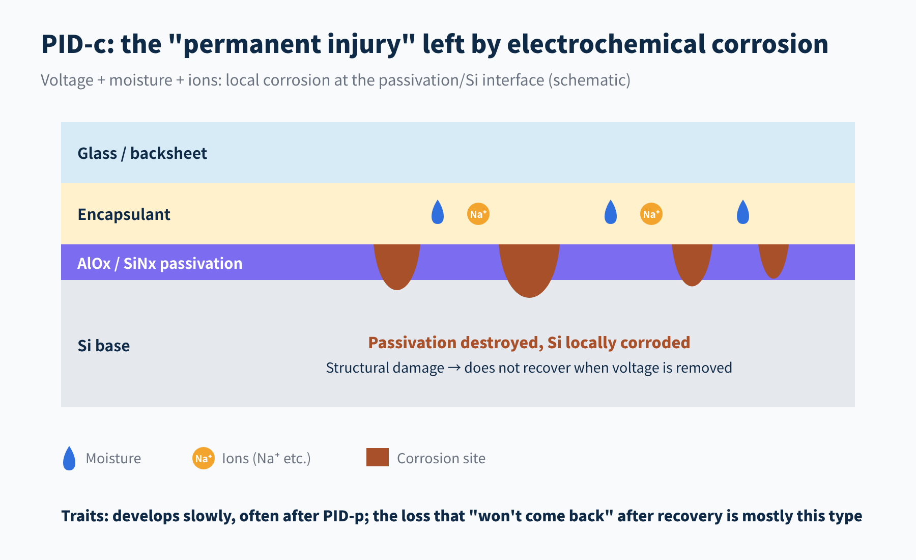 Figure 3 PID-c: local corrosion at the passivation/silicon interface (schematic)